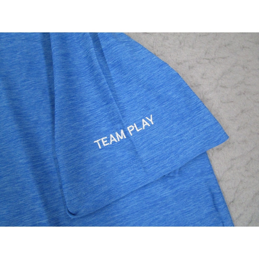 Straight Down Mens Blue Heathered Performance Golf Polo Shirt Swan Logo Size M - Picture 4 of 9